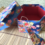 和柄の六角箱（青小花）