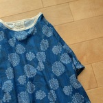 【SALE！値下げ～7/18まで！２点以上で送料無料】handmade*#6*北欧*紫陽花*フラワー*ダブルガーゼん*あじさい梅雨*ネイビー*ワンピース