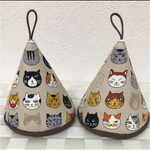 ☆❤再販❤【送料無料】猫ちゃんいっぱいの少し大きめ三角鍋つかみ  ルクルーゼ  やストウブに！