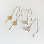星とパールのチェーンピアス