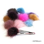 ミンクファーポンポンパッチンヘアピン(チェック／16色)