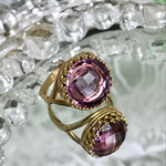 再々販・愛され石・・大粒のアメジスト ring（9号～１８号対応・ゴールドカラー）