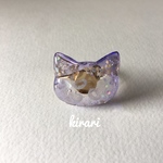 猫の頭の中 紫バージョン！☆ クラゲ 星砂 レジン リング ネコ 指輪