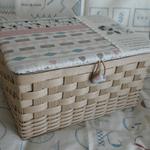 ＜エコクラフト＞布フタ付きミニ収納BOX(ピンク・幾何学柄）