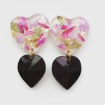 押し花レジンダブルハート イヤリングorピアス