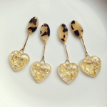 べっ甲 × 金箔ハート♡ gold clear vintage ピアス/イヤリング