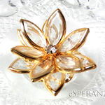 1個【ゴールド】蓮の花の立体デコパーツ☆アクリルストーン ラインストーン クリア フラワー パーツ ボタニカル 蓮華038G