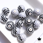 [6pcs] 20mm Grey Black Chevron Color Beads - アクリルビーズ グレー ブラック