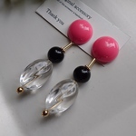 ストロベリーピンク×クリアのロングピアス♡
