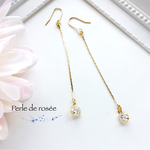 ひと粒ジルコニア16kgpロングチェーンピアス/イヤリング