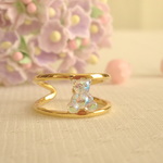 ♡Vintage Glass Cabochon  ring♡(Teddy Bears)