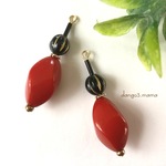 300円☆アクリルビーズ(レッド)☆メロンブラックのピアス/イヤリング