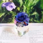 *＊Kazariya*＊Bluemagic*＊ロイヤルブルーの薔薇とパンジーのお花の指輪*＊＊