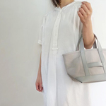 帆布×PVCレザートートバッグ＜グレー×グレー＞