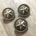 値下げ☆星丸型 スター シルバー コンチョ風 ボタン 2.5cm 3個セット 
