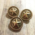 値下げ☆星丸型 スター ゴールド コンチョ風 ボタン 2.5cm 3個セット 
