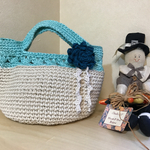 SALE♡麻糸バック❤︎アイスブルー