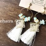 新作♡whitetassel＊アマゾナイトのゆらりイヤリング