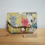 ラミネートの小さなお財布☆Cats(イエロー)