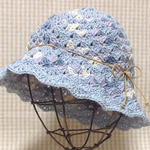 SALE🌟春夏素材❇︎涼しげな🎐ミックスカラーの夏クローシュ/リボン結びの革コード飾り付き♪