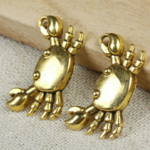 【直輸入】カニ*チャーム*10個セット*ゴールド* 14×24mm