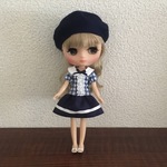 ミディブライスサイズ お洋服セットB ベレー帽付き ネイビー系