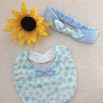 ＊ブルーお花 ベビースタイ&ヘアバンド＊