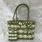 人気の色❤︎【抹茶✖︎アイボリー✖︎ベージュ】クラフトカゴバッグ