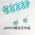【注文作品】水引のバレッタ&お揃いのフックピアス（水色）