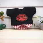 オビツ11用Tシャツ(ブラック×レッドストライプ)