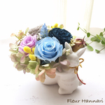 うさぎさんのブーケ  プリザーブドフラワー ブルー系    結婚祝いやお誕生日プレゼント  父の日にも♪