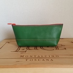 レザー♪　ヌメ革　きれいなグリーンのペンケース　★ポーチにも★