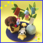 七夕  ダックス  ☆レッド☆羊毛フェルト