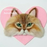 猫さん 長毛猫 ブローチ (特大) ハンドメイド 羊毛フェルト