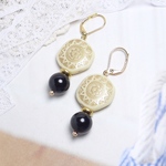 T.CY SUN＊天然石オニキスのヴィンテージ風ピアス