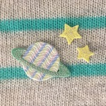 土星と星のワッペン【グラデーション×パステルグリーン】FW006