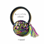 丸っこヘアゴム ethnic ＋tassel -gradationrainbow-