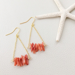 珊瑚のシンプルチェーンピアス.イヤリング