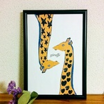 きりんgiraffe 2　アートポスター 　イラスト 　A4/B4