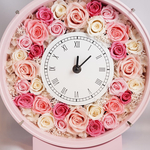 再販【送料無料】花時計＊プリザーブドフラワー＊ピンク＊薔薇＊姫＊お祝い＊誕生日＊プレゼント＊ウェディング＊結婚