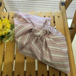 【再5】結びやすい小ぶり❤️28×28お弁当あずま袋 (ピンクストライプ)