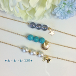 【プチプラ・600円】天然石とチャームのチェーンブレスレット/パワーストーン