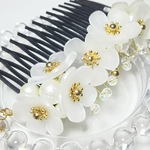 【送料無料】白梅とコットンパールのヘアアクセサリー