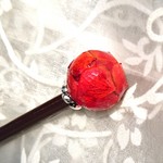 赤珊瑚色紫陽花の玉かんざし