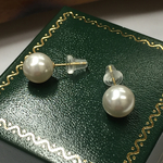 K18スワロフスキーパール ピアス  真珠 18金パールピアス 8ミリパール