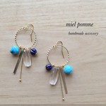 ターコイズブルーのフープピアス／イヤリング