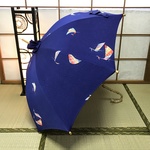 日傘　de　着物　青孔雀
