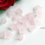 100個　アクリル　すりガラス風　フラワービーズ　ピンク　花　チェコビーズ風　つや消し　フロスト