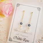 ２色スワロフスキーのロングピアス/イヤリング