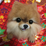 羊毛フェルトポメラニアン犬のブローチ